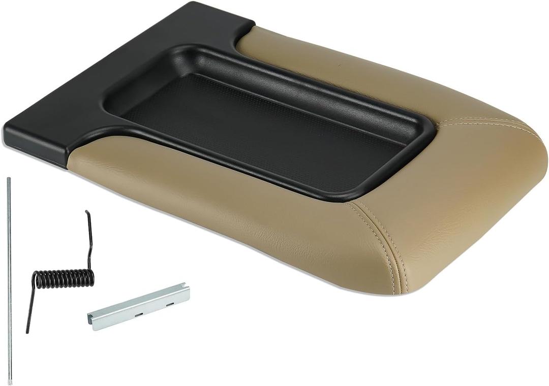 Beige Center Console Lid Cover Armrest Box Cover Fits for 2001-2006 GMC Yukon XL, GMC Sierra, Chevy Tahoe Suburban Silverado, 2002-2006 Chevy Avalanche -19127364 19127366 19127365