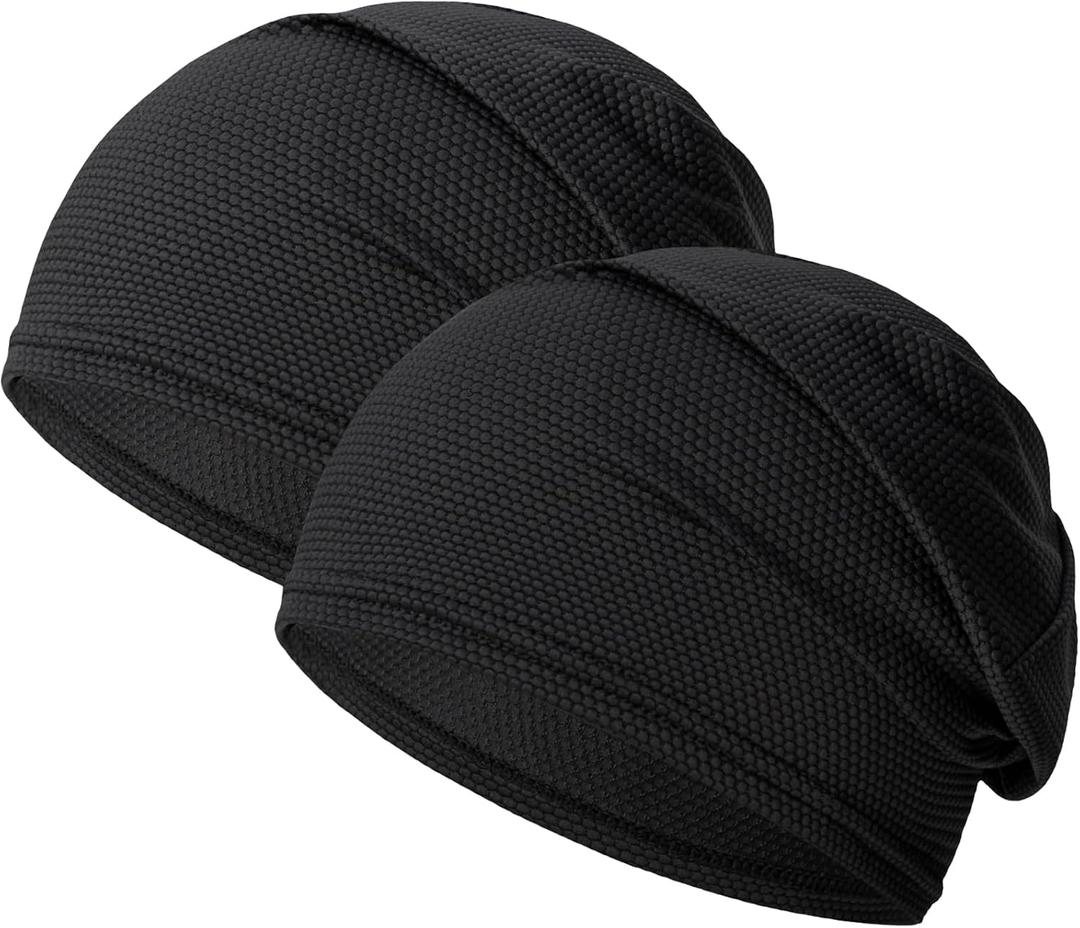 2-Pack Cooling Skull Cap for Women Men, Lightweight Beanie Running Hat, Breathable Sports Cycling Sweat Wicking Caps