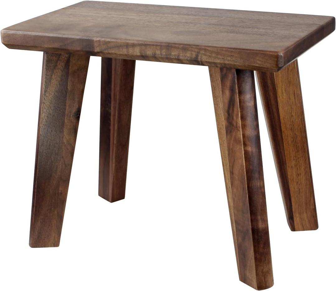 Wooden Step Stool Walnut Wood Portable Foot Stool Assembled for Adult in Kitchen Garden Living Room Bathroom Classroom Easy Use (1, Large)