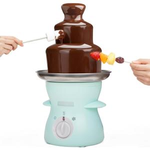 3 Tier Mini Chocolate Fountain Machine, Easy to Use & Clean, Great for Parties, Events & Weddings, 22 Oz Capacity, Aqua