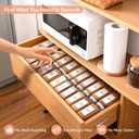 Adjustable 3-Tier Drawer Spice Organizer Thick Plastic, Non-Slip, Fits 11"-22" Kitchen Drawers, Includes Labels & Funnel (No Jars)
