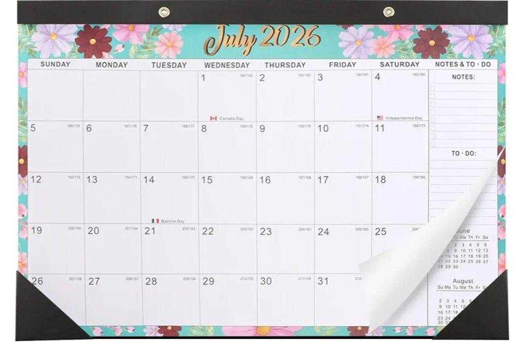 Desk Calendar 2025-2026, AgePlace Large 22" x17" Wall Calendar 2025 Covers June 2025 - December 2026, Monthly Desktop Calendar with Different Watercolor Artwork for Each Month for Home & Office School