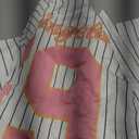 Verdusa Women's Jersey Shirts for Women Y2k Oversized Plus T Shirt Striped Number Graphic Tees Streetwear Tops (3X-Large Plus, Pink)