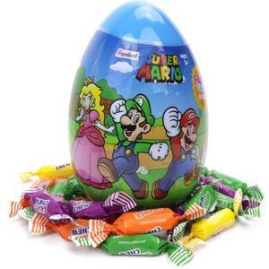 Super Mario Jumbo Easter Egg with Fruit Chew Candies Inside, Individually Wrapped, Basket Stuffer Gift, 2.72 Ounces (EXP 07/19/27)