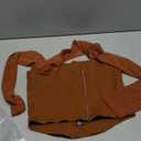 REORIA Women's Sexy Mesh Long Sleeve Boned Corset Top Trendy Y2K Square Neck Going Out Bustier Crop Tops (Large, Brown)