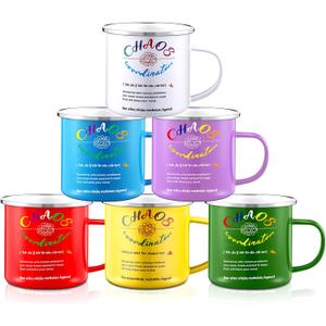 Nuogo 6 pcs Chaos Coordinator Coffee Mug 12 oz Enamel Drinking Cups Funny Cute Chaos Coordinator Mug Gift for Women Men Her Mom Sister Teacher Coworkers
