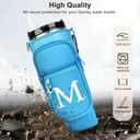 Water Bottle Holder with Strap for Stanley Cup 40 oz Tumbler with Handle, Personalized Initial Stanley Cup Accessories, Thanksgiving, Water Bottle Carrier Bag for Women & Men - Blue