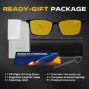 AMBEYE TR90 Square Black Frame Night Driving Glasses with Yellow Polarized Lens - Anti-Glare UV Protection for Drivers, Cycling & Outdoor Activities, Lightweight TR Frame Over Prescription Eyewear