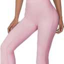 Women Workout Scrunch Flare Jumpsuits Lace Deep V Hanging Neck Halter Backless Butt Lift Gym Yoga Jumpsuits (Large, Pink)