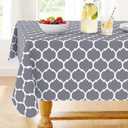 Smiry Rectangle Table Cloth, Waterproof Vinyl Tablecloths with Flannel Backing for Rectangle Tables, Wipeable Spillproof Plastic Tablecloth for Dining, Camping, Indoor and Outdoor (60"x84", Grey)