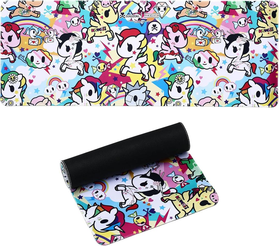 tokidoki Cute Mouse Pad for Desk, Kawaii Gaming Mouse Pad, Large XXL Computer Laptop Mice Pad 3mm Anti-Slip Rubber Base with Stitched Edges for Gamer, Office & Home，31.5 x 11.8 in, Medium31.5 x 11.8 in