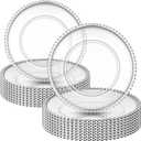 Zopeal 18 Pcs Plastic Beaded Charger Plates 13 Inch Round Dinner Chargers Silver Bead Charger for Dinner Clear Service Plates for Wedding Birthday Party Events Bridal Shower Tabletop Decoration