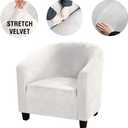 MIFXIN Club Chair Slipcover High Stretch Velvet Tub Chair Cover 1 Piece Spandex Removable Washable Armchair Sofa Couch Furniture Protector for Living Room (Velvet-White)
