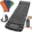 Sleeping Pad for Camping, 4in Thickness Inflatable Sleeping Mat with Adjustable Pillow & Built-in Foot Pump,Lightweight Camping Air Mattress with Waterproof Nylon for Hiking (Grey, Single) (Twin)