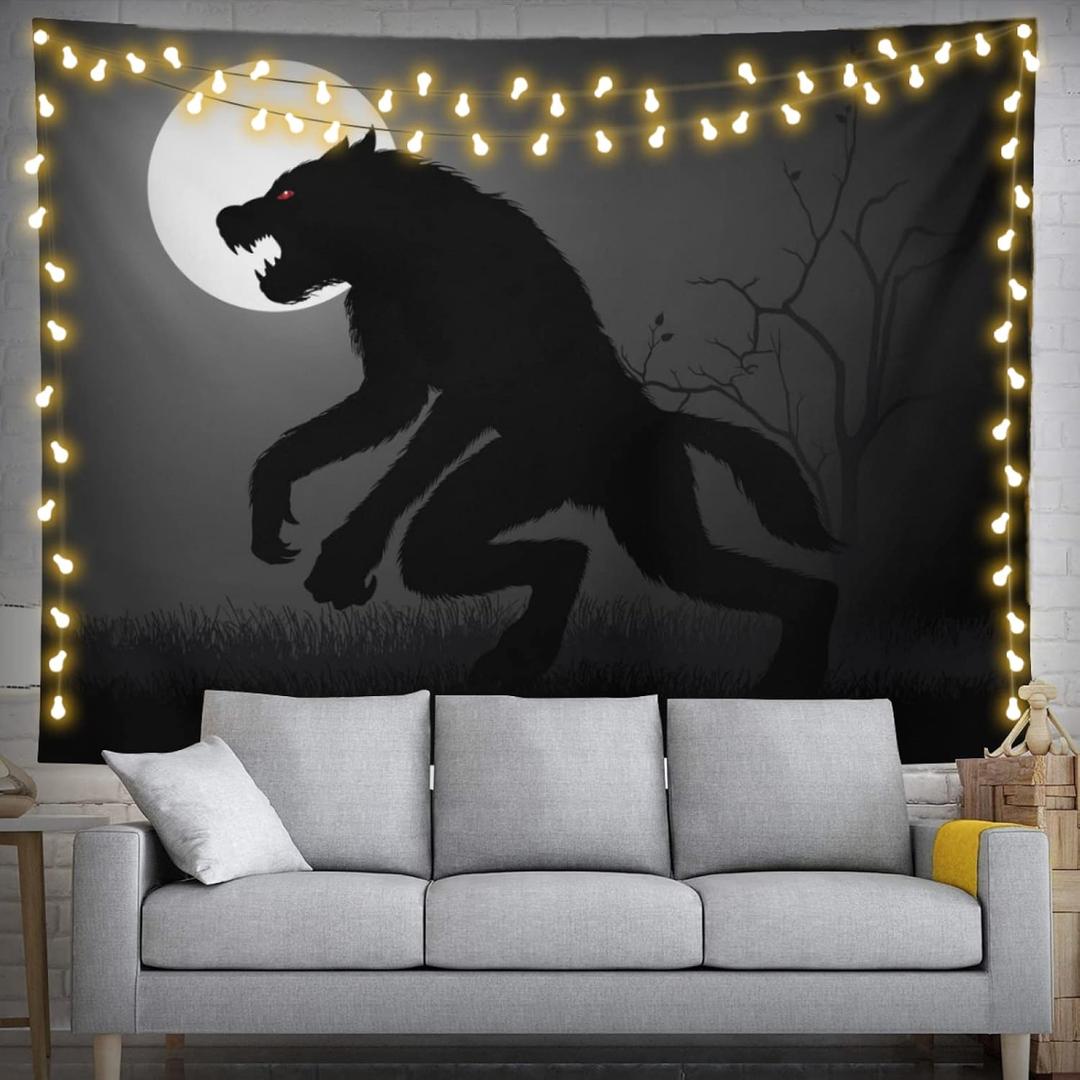 Werewolf Tapestry 60" X 40" Wolf Wall Hanging Party Decorations Home Decor For Bedroom Living Room Dorm (150 X 100cm)