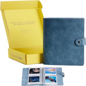 140 Pockets Sophisticated Textured PU Leather Photo Album For Fujifilm Instax Wide 300 Camera, Polaroid 600 Photo, Polaroid i-Type Photo (Stone Blue, For Instax Wide/i-Type) (For Instax Wide / i-Type (140 Pockets))