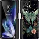 for Galaxy A14 5G Case with Built in Kickstand,Shockproof/Dustproof/Drop Proof 3-Layer Military Grade Protective Cover for Samsung Galaxy A14 5G 6.6 inch,Butterfly Moon Flower