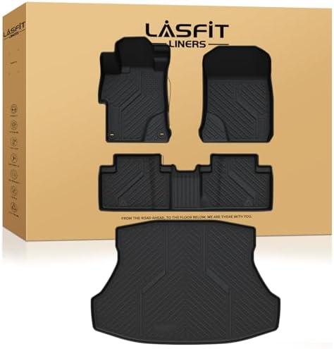 LASFIT Floor Mats & Trunk Mat for Honda Civic & Civic Si 2012 2013 2014 2015 (Fit Sedan, Not for Coupe), All Weather TPE Custom Fit Floor Liner, 1st & 2nd Row & Cargo Mat, Black