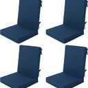 Outdoor Chair Cushions 20x20 Inch, Set of 4, Navy Blue | Water Resistant, Fade Resistant, Patio Furniture Lawn Dining Seat Replacement with High Back, Removable Cover with Zipper