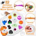 Adisher Halloween Party Favors,12Pcs Mochi Squishy 12Pcs Building Blocks and 24Pcs Pumpkin Boxes, Goodie Bag Fillers Classroom Prizes Trick or Treat Halloween