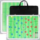 Dunzoom 36" x 24" Magnetic Soccer Coaching Board Double-Sided Dry Erase Board, Portable Tactical Clipboard Equipped with Magnet Numbers, Marker Pen, Eraser and Zipper Bag