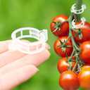 Plant Support Clips -100PK, White Tomato Clips for String Trellis, Grape Vine Clips for Garden Netting Climbing Plants, Secured Plastic Plant Clips