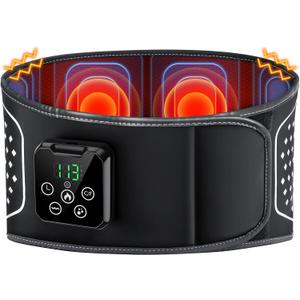 YUHUO Lower Back Massager with Heat, Heating Pad for Back Pain Relief, Wrap Around Heating Pad with 4 Heat 3 Vibration, Adjustable Size, Touchscreen Control, Gifts for Women Men Mom Dad