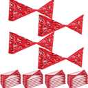 Newwiee 24 Pcs Western Party Chair Sashes Red Paisley Chairs Bands Spandex Floral Chair Cover Bands for Western Cowboy Themed Party Decorations