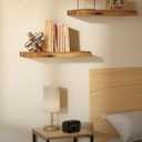 BATODA 17” Acacia Live Edge Floating Shelves, Wooden Floating Shelves for Wall - Set of 2 Floating Book Shelves, Book Shelf for Wall, Bathroom, Kitchen - Mounted Shelf, House Decor with Hardware