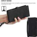 Simicoo Pixel 8 Wallet case, Pixel 8 Flip Leather case Card Slots Holder Zipper Purse Detachable Magnetic Cover Hand Strap Cash Pocket Pouch Wallet for Woman Man (Black)