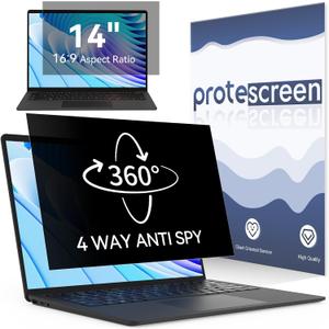 360 Laptop Privacy Screen 14 Inch for 16:9 Computer, 14" Monitor 4 Way Privacy Anti Glare Protector Blue Light Filter Shield Film Compatible with Lenovo/Hp/Dell/Acer/Asus/Thinkpad/Envy/Toshiba