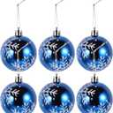 ULTECHNOVO 6pcs Halloween Balls Tree Ornaments, Shatterproof Christmas Decorations Set with Reusable Hand-held Package for Holiday Xmas Tree Decor (6cm) (Blue)
