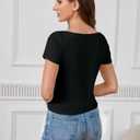 Dwnval Womens Cute Boat Neck Long Sleeve Crop Tops Soft Ribbed Knited Cropped Tees (S#Black, XL)