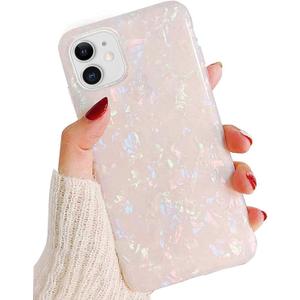 J.west Compatible with iPhone 12 Case and iPhone 12 Pro Case, Luxury Sparkle Translucent Clear Opal Pearly Luster Design Soft Silicone Slim Protective Phone Cover for Girls Women Lady (Colorful)