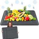 Reallnaive 2 Pcs Reusable Freezable Ice Mat for Buffet Table Chilled Serving Tray Party 19.69 x 15.75 Inches Dark Gray Charcuterie Cooler Cooling Trays for Food Cheese