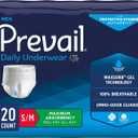 Prevail - Men's Protective Underwear - Pull-up Incontinence Underwear - Disposable Adult Diaper - Maximum Absorbency - Small / Medium - 20 Count