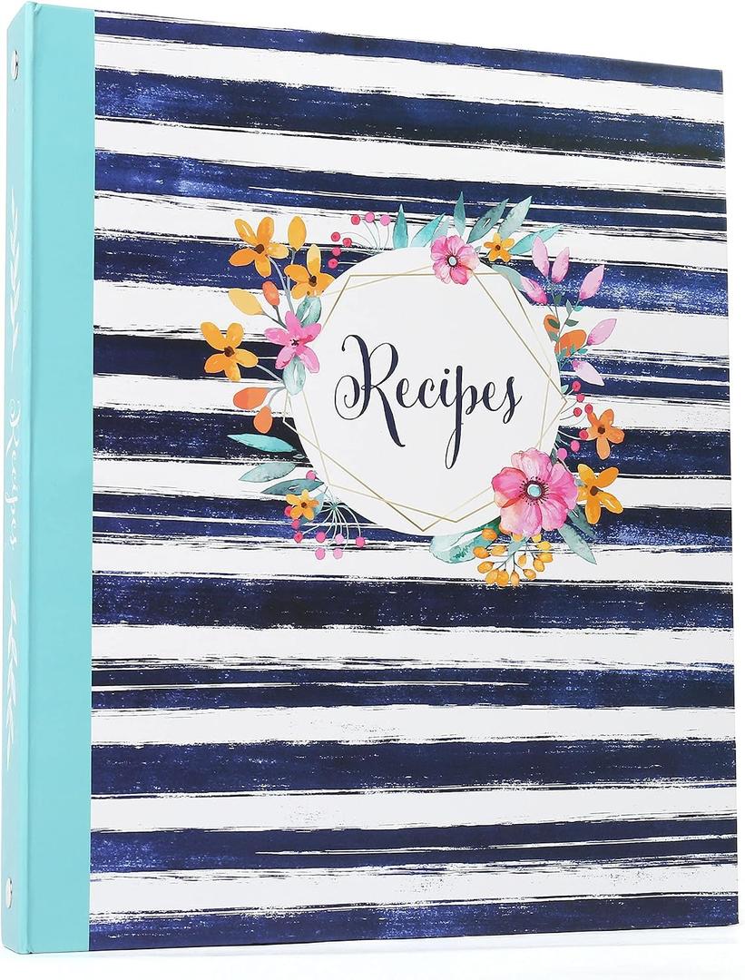 LotFancy Recipe Binder, 8.5 x 10, with 60 Blank Recipe Cards 4x6, 30 Plastic Page Protectors, 6 Tabbed Dividers, 24 Labels, Mothers Day Gift - Kitchen Recipe Card Cookbook Binder Organizer Kit