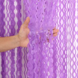 4 Pack Wavy Purple Metallic Tinsel Foil Fringe Curtains - 3.3x6.6 Feet Party Streamer Halloween Decor Foil Curtain Backdrop Holiday Celebration Party Decorations, Color: Purple