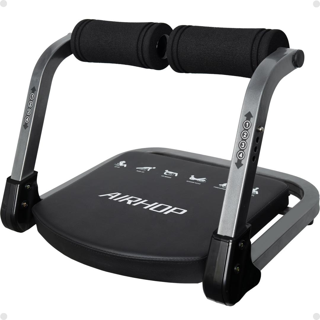 AIRHOP Ab Machine for Stomach Workout, Abs Workout Equipment for Sit Up Exercise, 4-Speed Adjustable Ab Trainer Machine with Automatic Rebound, Home Gym Abdominal Exercise Equipment for All Ages, Black