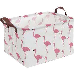 LLCXCSI Storage Bin Closet Organizer Bins with Handles, Flamingo Decorative Collapsible Canvas Cube Storage Baskets for Nursery Shelf, Clothes, Toy, Towel, Book, 13"x 13"