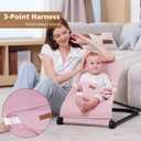 Baby Bouncer,Baby Bouncer Seat,Portable Infant Bouncer with 3-Point Safety Harness,Ergonomic Bouncy seat, Bouncer for Babies 0-6 Months up to 20lbs (Pink)