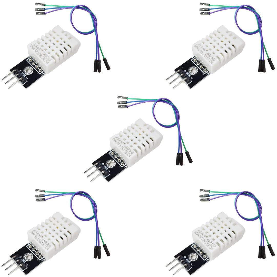 5 x DHT22 Temperature and Humidity Sensor Module for Arduino, ESP32, Raspberry Pi, 5 Pieces