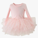Toddler Girls Ballet Tutu Dresses Long Sleeve Sequin Tulle Ballerina Outfits Dance Leotards
size 90