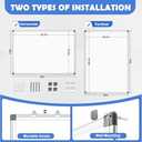 WALGLASS Double-Sided White Board 20" x 30", Dry Erase Board, Magnetic Whiteboard Silver Aluminium Frame, Wall-Mounted or Hanging Board for Home, School, Office, Kitchen