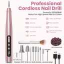 Cordless Nail Drill 35000RPM, Portable Electric Nail File for Acrylic Gel Nails, Professional Manicure Pedicure Kit, Rechargeable Pedicure Tools for feet with LCD Display, Low Noise Low Vibration