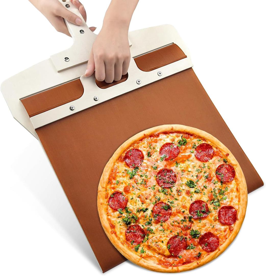 Sliding Pizza Peel 12 inch Pizza Slider Non-Stick with Handle Detachable Pizza Shovel Pizza Transfer Tool for Oven Slide Pizza Paddle Pizza Sliding Peel Pizza Spatula Pizza Smart Slider 1pack