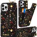 Petitian for iPhone 12/12 Pro Case with Wallet - Women Girls Cute Girly Aesthetic Unique Design Leather Credit Card Holder Cardholder Stand Wristband for iPhone 12/12 Pro, Grow Flower