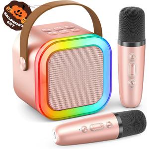 Mini Karaoke Machine for Kids Adults, Portable Bluetooth Speaker with 2 Wireless Karaoke Microphones,2025 TOP Birthday Gifts Toys for Girls 3, 4, 5, 6, 7, 8+Years Old Toddler Karaoke Player
