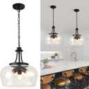 14.2" Modern Pendant Lights Kitchen Island, 3-Light Matte Black Pendant Light Fixtures with Clear Glass Shade, Industrial Hanging Pendant Lights Fixture for Kitchen Island Dining Room Bedroom Entryway