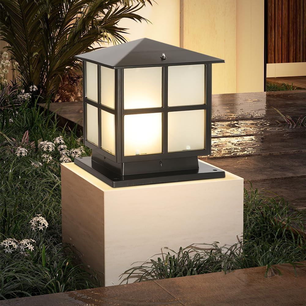SLAWA Outdoor Post Lights Fixture, Modern Yard Entry Outdoor Column Lights with Aluminum Housing, Patio Pillar Lights Outdoor with Tempered Glass, IP65 Waterproof (9.8"x11", Black) SLAWA Outdoor Post Lights Fixture, Modern Yard Entry Outdoor Column Lights with Aluminum Housing, Patio Pillar Lights Outdoor with Tempered Glass, IP65 Waterproof (9.8"x11", Black)